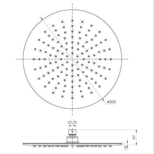 Ikon Kara 300mm Round Shower Head - PeakReno