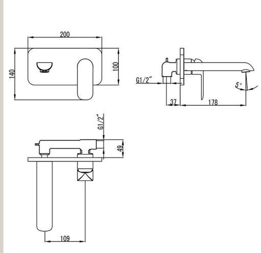 Ikon Kara Wall Basin Mixer with Spout Set - PeakReno