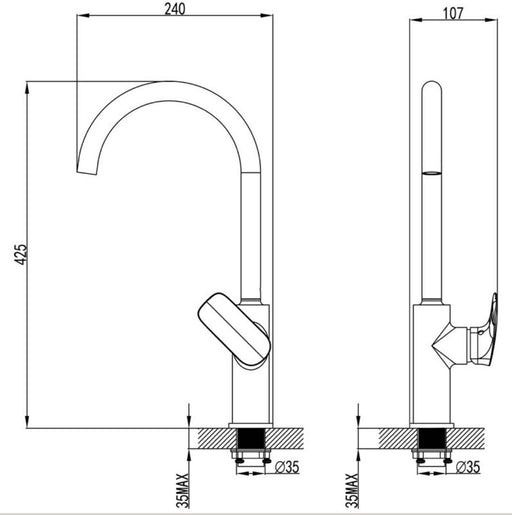 Ikon Kara Gooseneck Kitchen Mixer - PeakReno