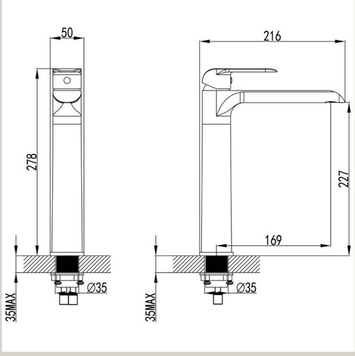 Ikon Kara Matt Black Tall Basin Mixer - PeakReno