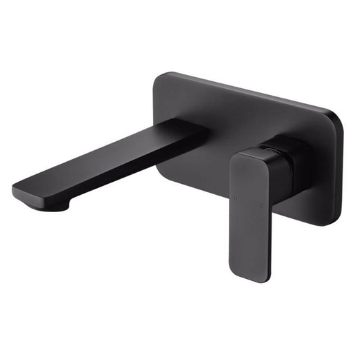 Ikon Kara Matt Black Wall Basin Mixer with Spout Set - PeakReno