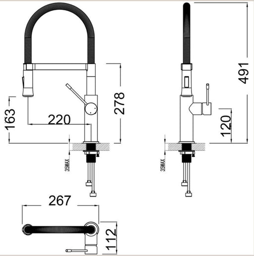 Ikon Scotia Pull Down Swival Kitchen Mixer - PeakReno