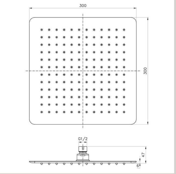 Ikon Seto 300 x300mm Square Shower Head - PeakReno