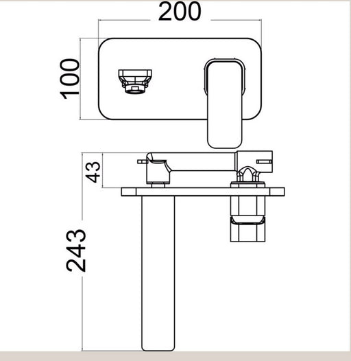 Ikon Seto Matt Black Wall Basin Mixer with Spout Set - PeakReno