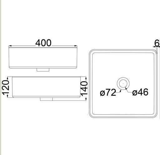 Ikon Ultra Thin Edge Artistic 400mm Square Above Counter Basin - PeakReno