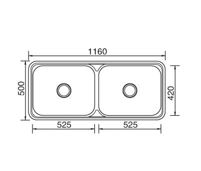 Inset ( 160 x 500mm ) Double Bowl Laundry Sink - PeakReno