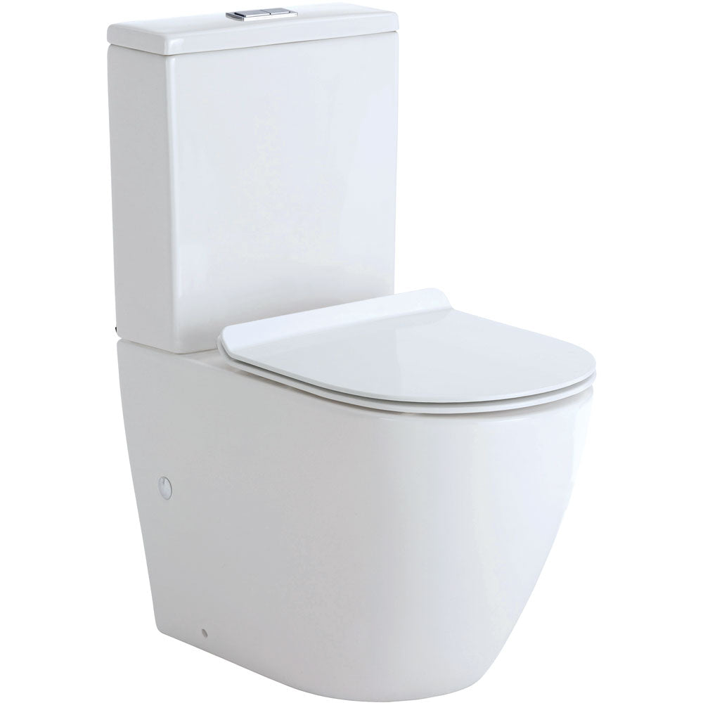 KOKO RIMLESS Slim Seat Back-to-Wall Toilet Suite - PeakReno