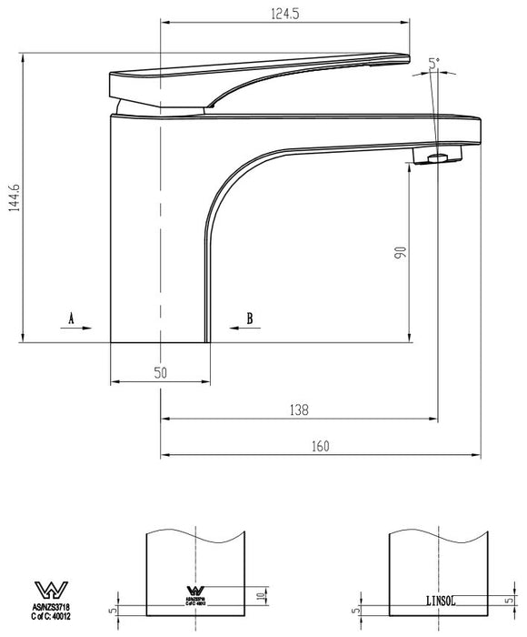 Linsol Platinum Basin Mixer - PeakReno