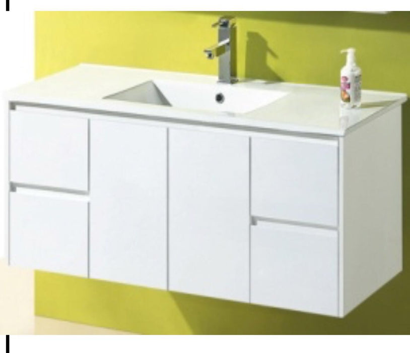 Luna 1200mm White Polyurethane Wall Hung Vanity - PeakReno