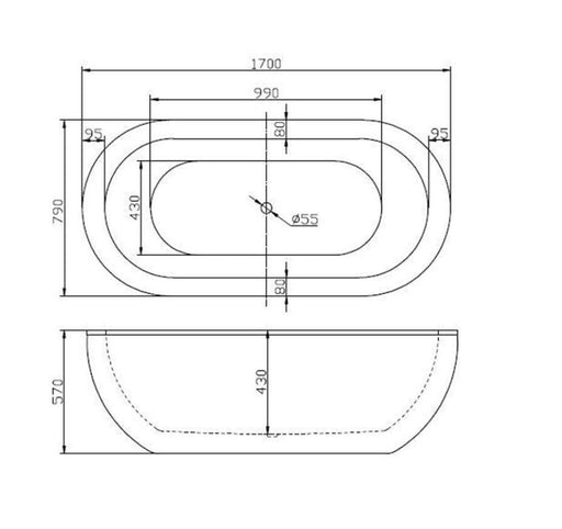 Luna 1700mm Freestanding Bath - PeakReno