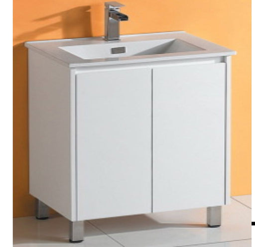 Luna 600mm White Polyurethane Ceramic Top Vanity - PeakReno