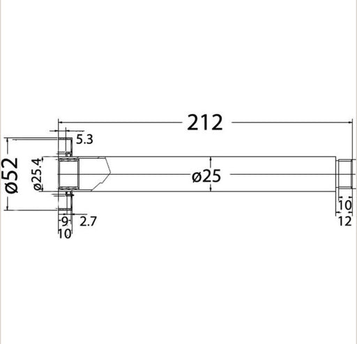 Opus 200mm Ceiling Shower Arm - PeakReno