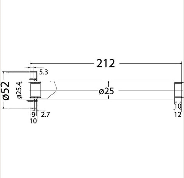 Opus 200mm Ceiling Shower Arm - PeakReno