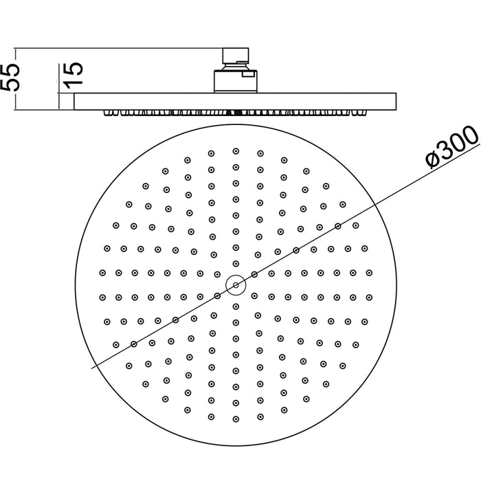 Opus 300mm ABS Round Shower Head - PeakReno