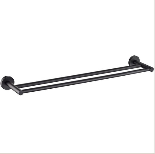 Opus 600mm Matt Black Double Towel Rail - PeakReno