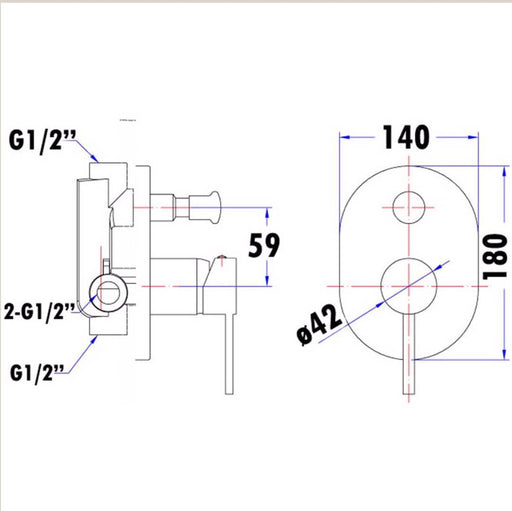 Opus Pin Leaver Round Shower & Bath Mixer Diverter - PeakReno