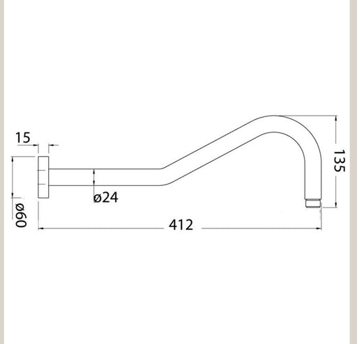 Opus Round 400mm Shower Arm - PeakReno