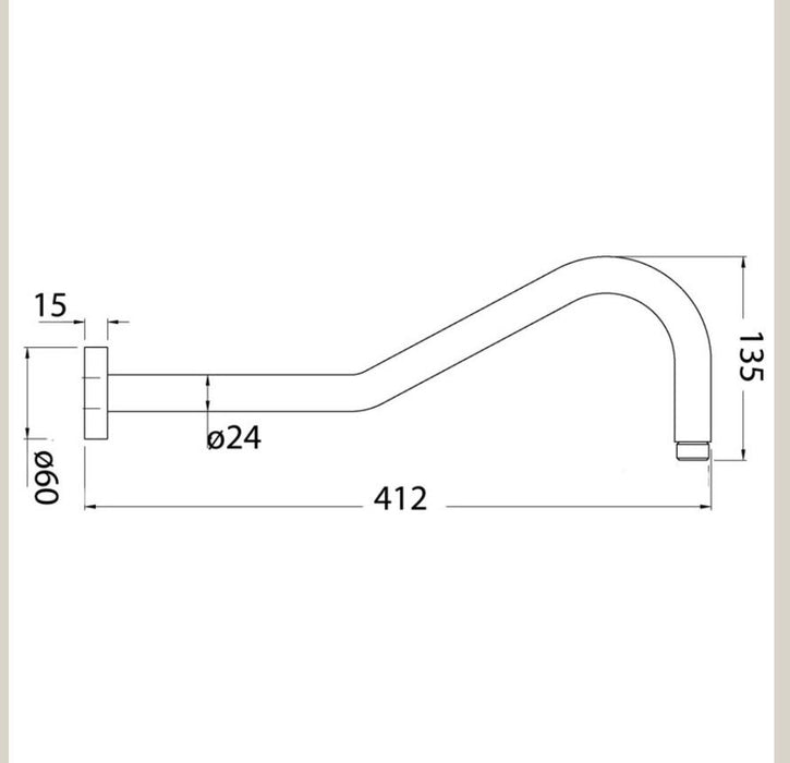 Opus Round 400mm Shower Arm - PeakReno