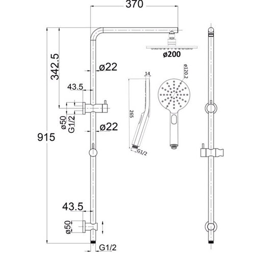 Opus Round Rail Twin Shower Set - PeakReno