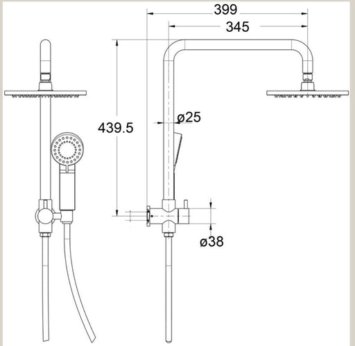 Opus Round Rail Twin Shower - PeakReno