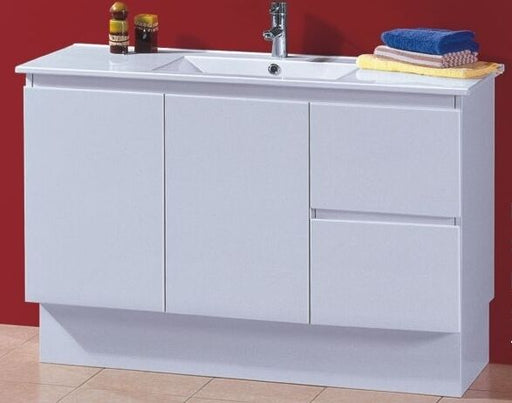 Peak 1200mm x 460mm White Polyurethane Vanity With Ceremic Basin - PeakReno