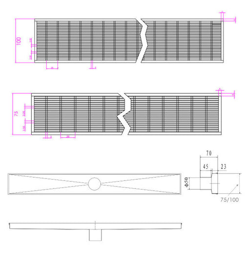 Peak 600-1200mm Hand Made Stainless Steel Linear Floor Grate - PeakReno