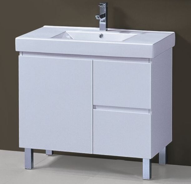 Peak 900 x 460mm White Polyurethane Vanity With Ceremic Basin - PeakReno