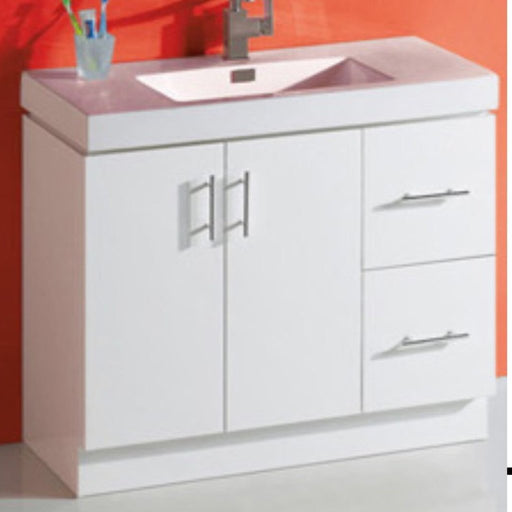 Peak 900mm White Poluurethane Two Drawers Thick Ceramic Top Vanity - PeakReno