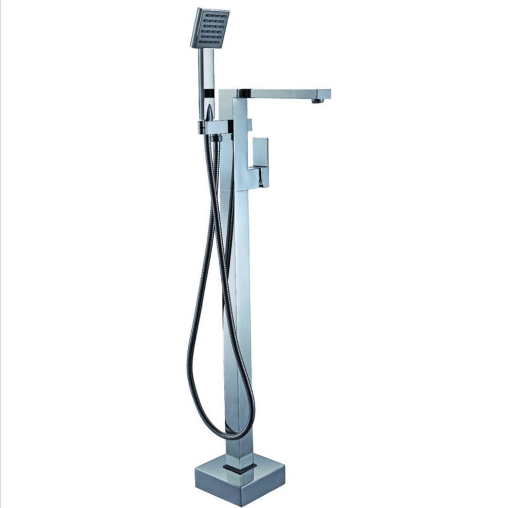 Pestige Square Floor Standing Bath Mixer With Hand Shower - PeakReno