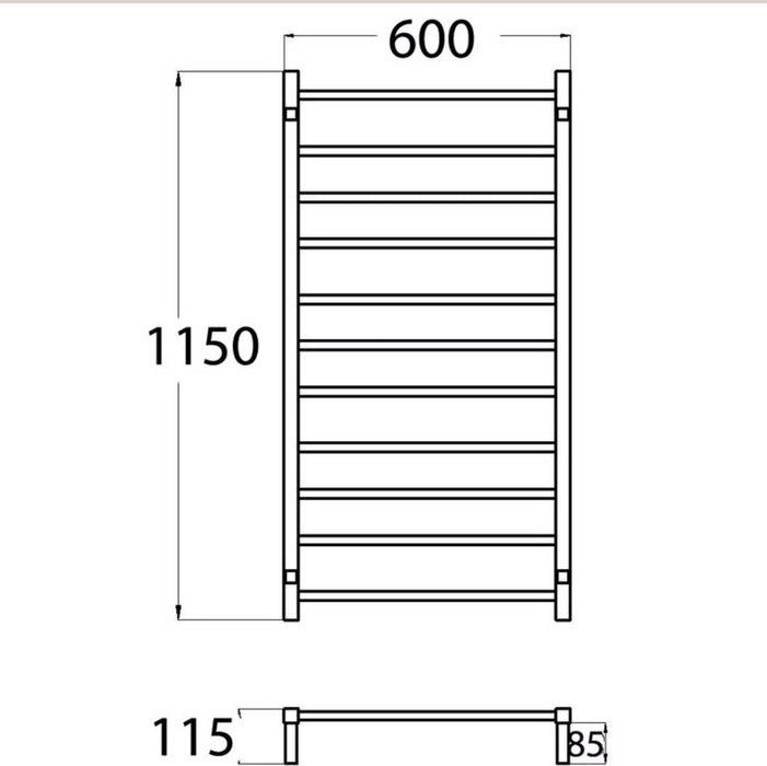 Prestige 1150 x 600mm Square Heated Towel Rail - PeakReno