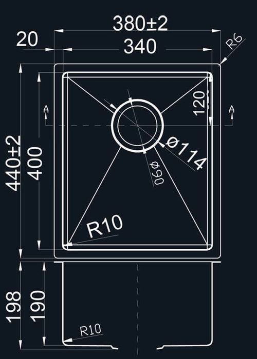 Prestige Hand Made 340mm Stainless Steel Undermount Kitchen Sink - PeakReno