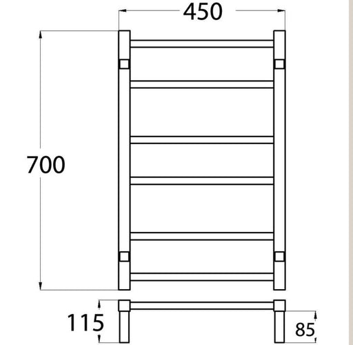 Prestige 700 x 450mm Square Heated Towel Rail - PeakReno