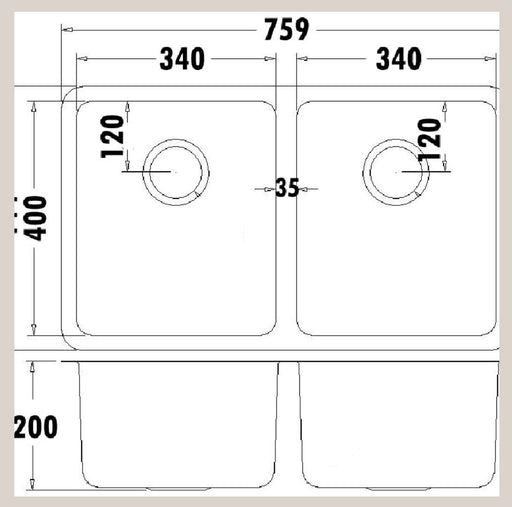 Prestige 710mm Stainless Steel Double Bowl Undermount Kitchen Sink - PeakReno