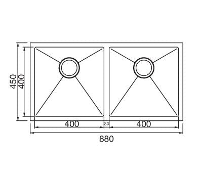 Prestige Hand Made 820mm Stainless Steel Double Bowls Undermount Kitchen Sink - PeakReno