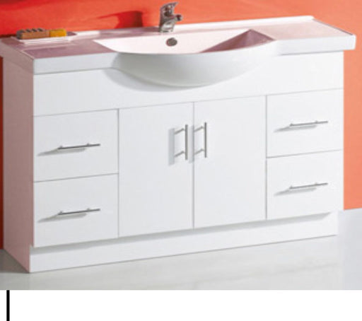 Renovator 1200mm White Poluurethane 4 Drawers Semi-recessed Vanity - PeakReno