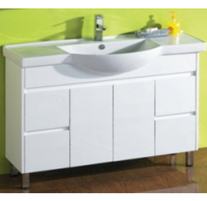 Renovator 1200mm White Poluurethane Finger Pull Semi-recessed Vanity - PeakReno