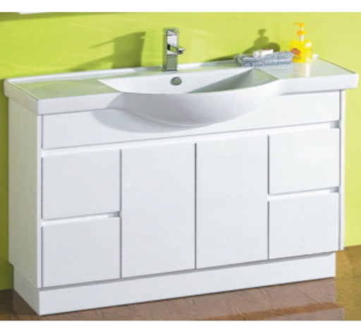 Renovator 1200mm White Poluurethane Finger Pull Semi-recessed Vanity - PeakReno