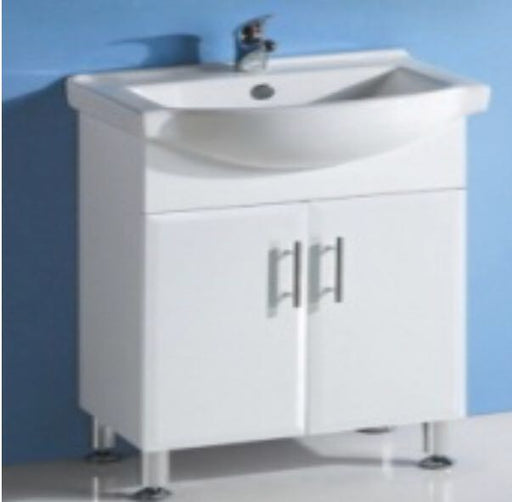 Renovator 600mm White Poluurethane Semi-recessed Vanity - PeakReno