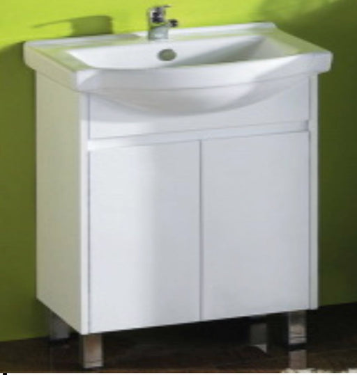 Renovator 600mm White Poluurethane Finger Pull Semi-recessed Vanity - PeakReno