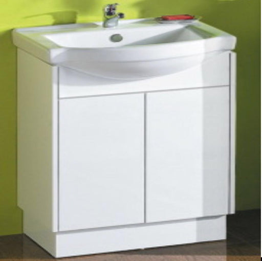 Renovator 600mm White Poluurethane Finger Pull Semi-recessed Vanity - PeakReno