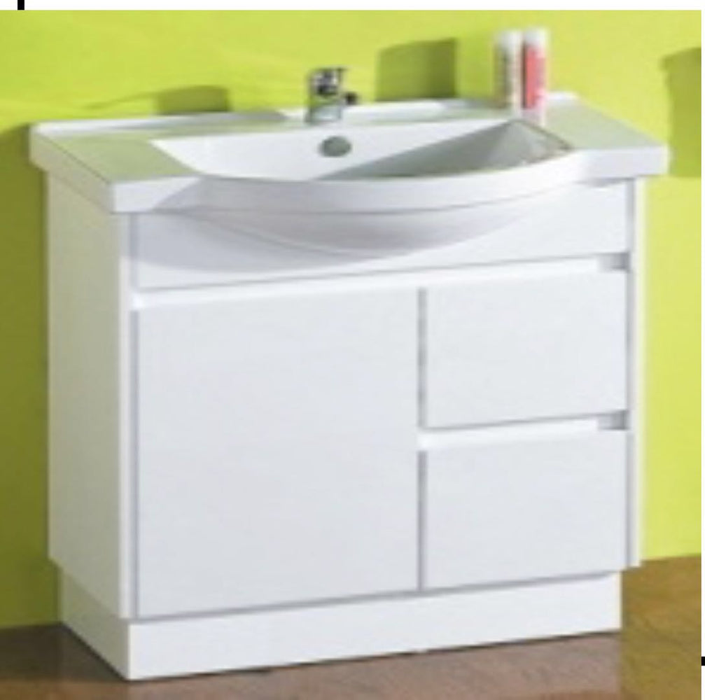 Renovator 750mm White Poluurethane Finger Pull Semi-recessed Vanity - PeakReno