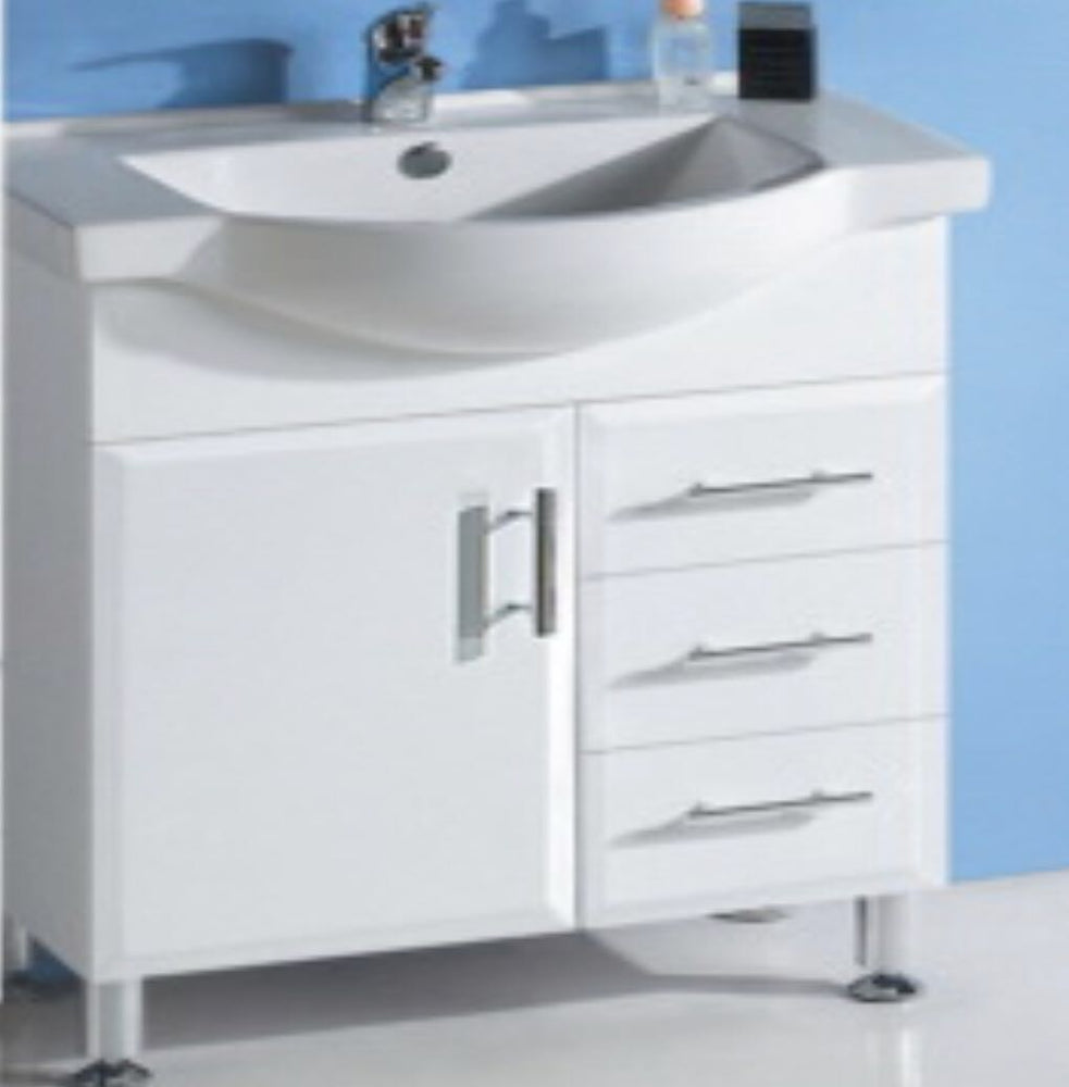 Renovator 750mm White Poluurethane Semi-recessed Vanity - PeakReno