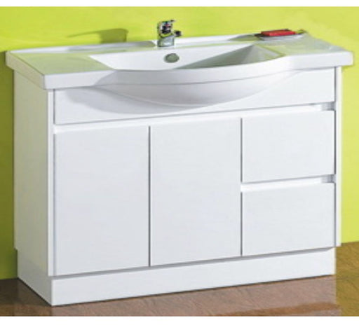 Renovator 900mm White Poluurethane Finger Pull Semi-recessed Vanity - PeakReno