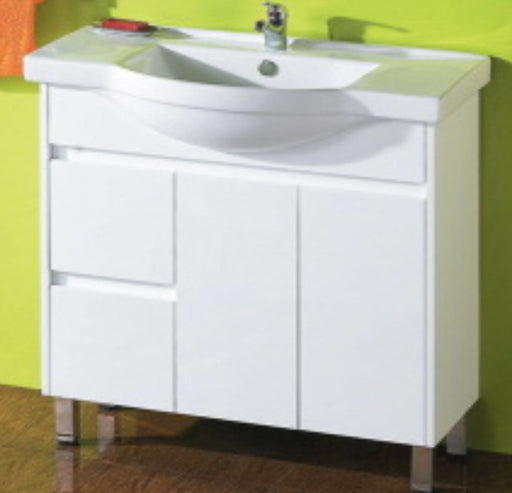 Renovator 900mm White Poluurethane Finger Pull Semi-recessed Vanity - PeakReno