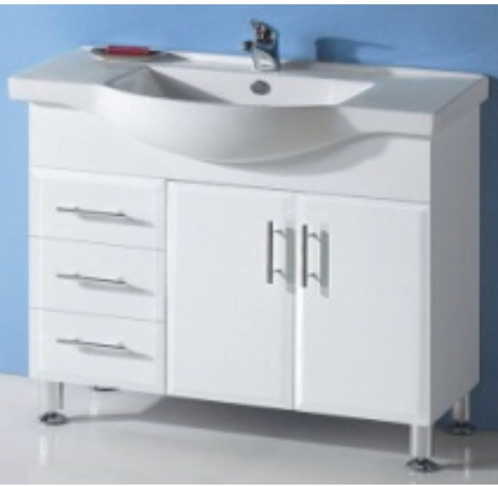 Renovator 900mm White Poluurethane Semi-recessed Vanity - PeakReno