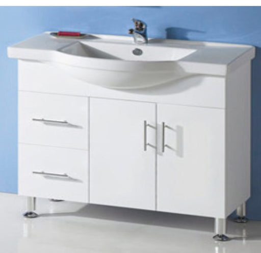 Renovator 900mm White Poluurethane Two Drawers Semi-recessed Vanity - PeakReno