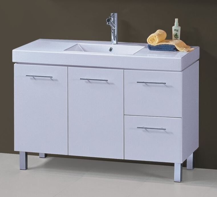 Roma 1200mm White Polyurethane Thick Ceramic Top Vanity - PeakReno