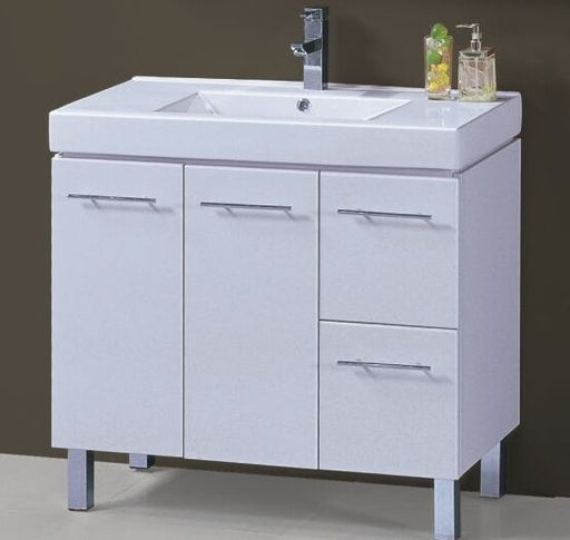 Roma 900mm White Polyurethane Thick Ceramic Top Vanity - PeakReno