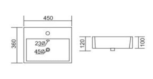 Roma B101W Rectangular Wall Hung & Above Counter Basin - PeakReno