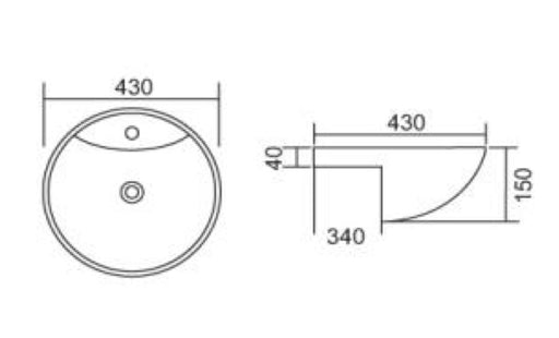 Roma B25 Round Semi-recessed Basin - PeakReno